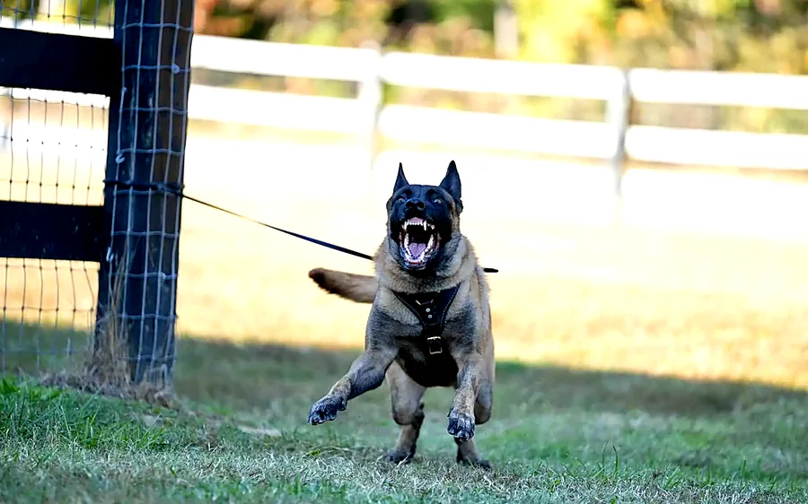 A reactive dog working on leash during behavior modification at Purest Canines